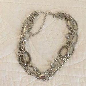EUC Premier Designs multi-strand silver necklace
